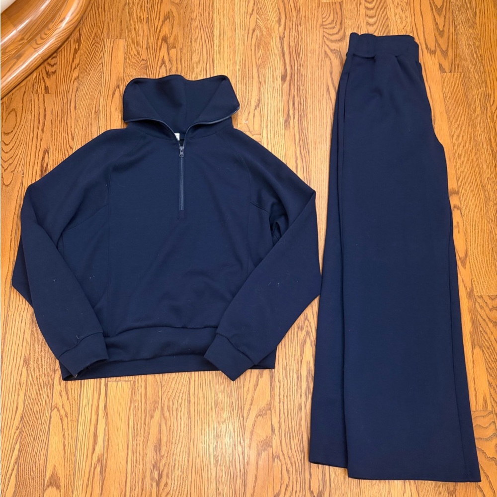 ANRABESS Two-Piece Lounge Set – Navy Blue – Size S